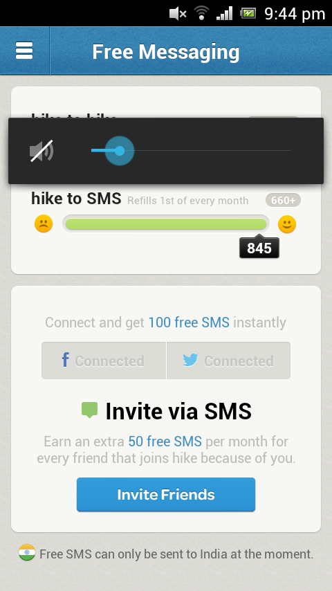 Get free sms using hike