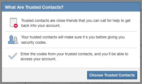 Trusted contacts facebook