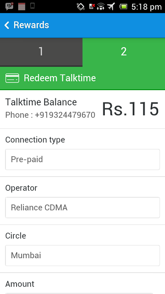 Get free talktime from android apps