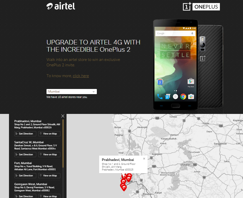 Airtel Store OnePlus 2 invites