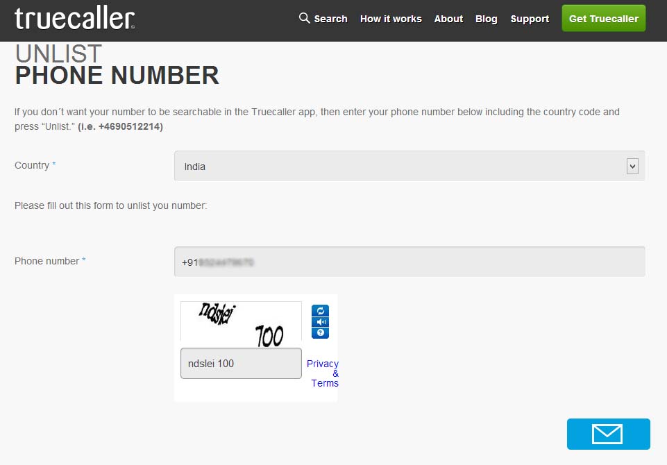 Remove number from Truecaller directory