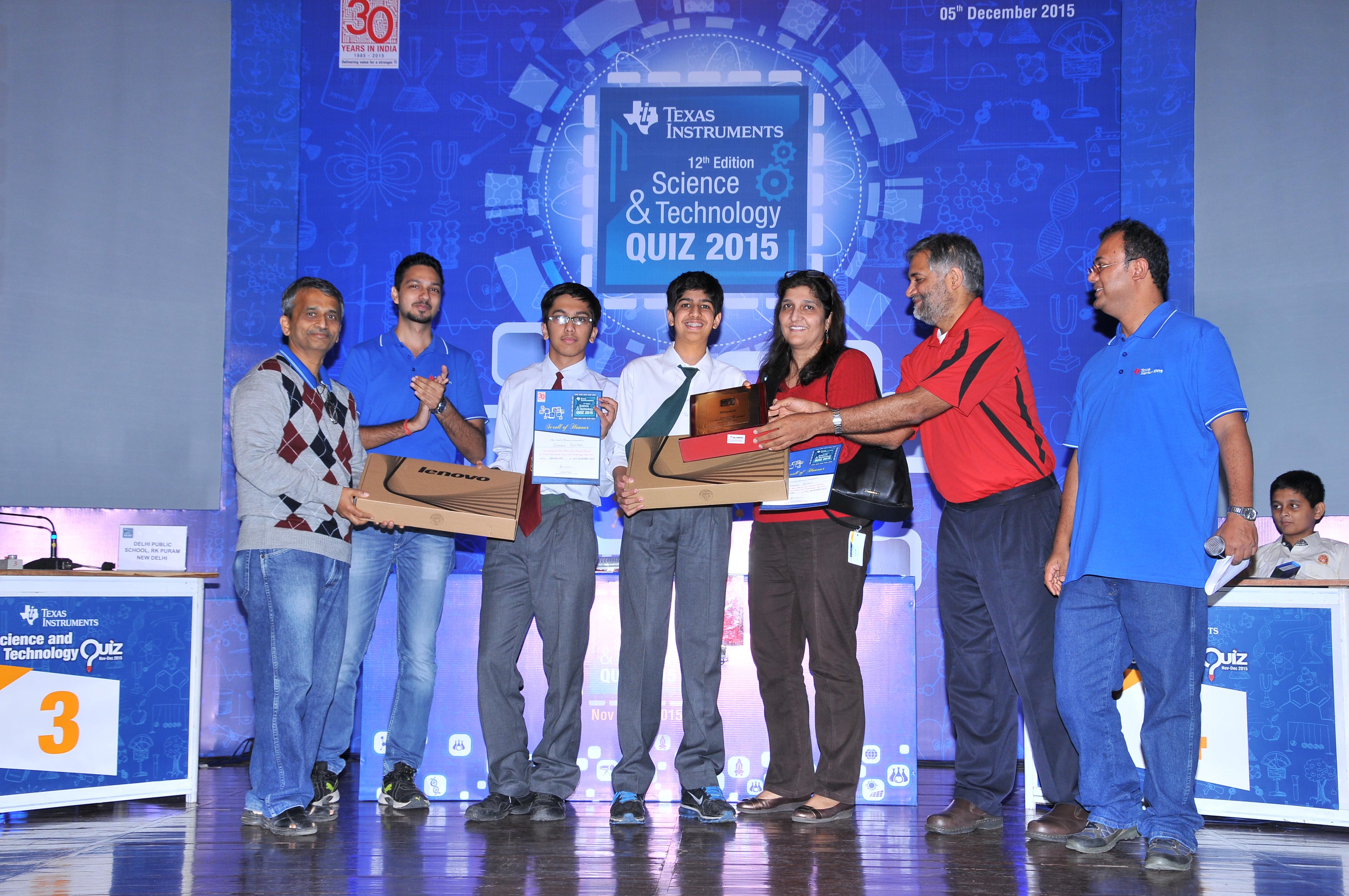 Delhi Public School – R.K. Puram wins the 12th Edition of the Texas Instruments Science & Technology Quiz 2015