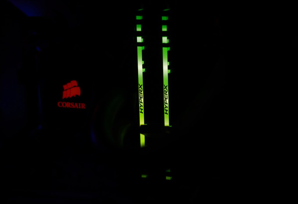 HyperX ram showcasing RGB 